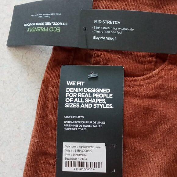 Silver Jeans Co. Rust High Rise corduroy jeans measurements in description - Picture 2 of 7